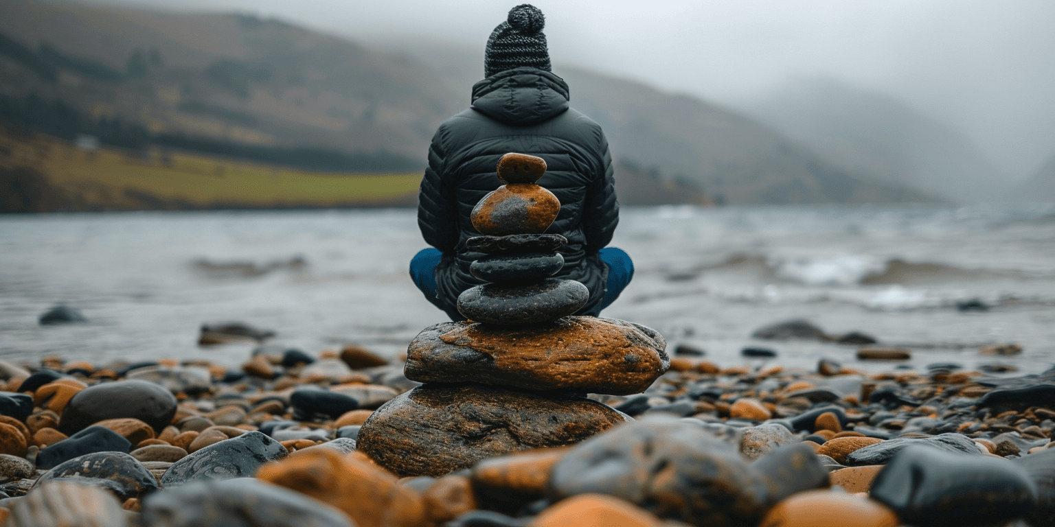 Sahilde meditasyon yapan kişi